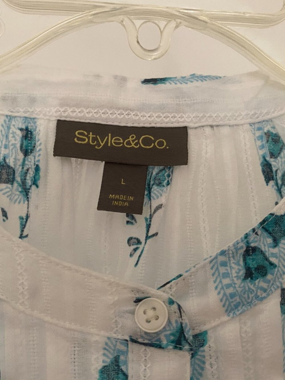 Style & Co Women Blouse – White & Blue Floral - Picture 8 of 10